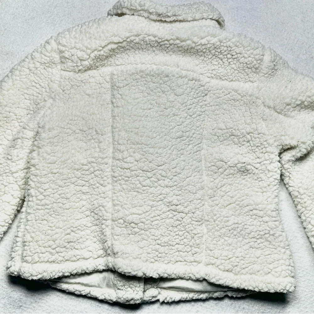 Justice Girls Sherpa Moto Jacket Size 18/20 Cream Teddy Bear Fleece‎ Zip Cozy